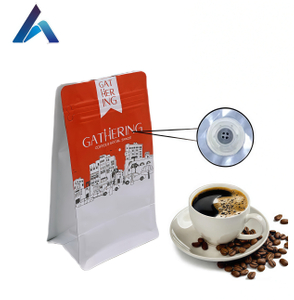 Sacs de caf&eacute; noirs biod&eacute;gradables Bio Pla, avec Valve et fermeture &eacute;clair, emballage en papier personnalis&eacute;, sac de grains de caf&eacute; &agrave; fond plat 250gr 250g