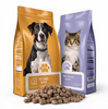 Bolsa con cierre de cremallera de pl&aacute;stico para alimentos para mascotas, impresi&oacute;n en color reutilizable, paquete de alimentos para mascotas con ocho costuras y fondo plano con asa