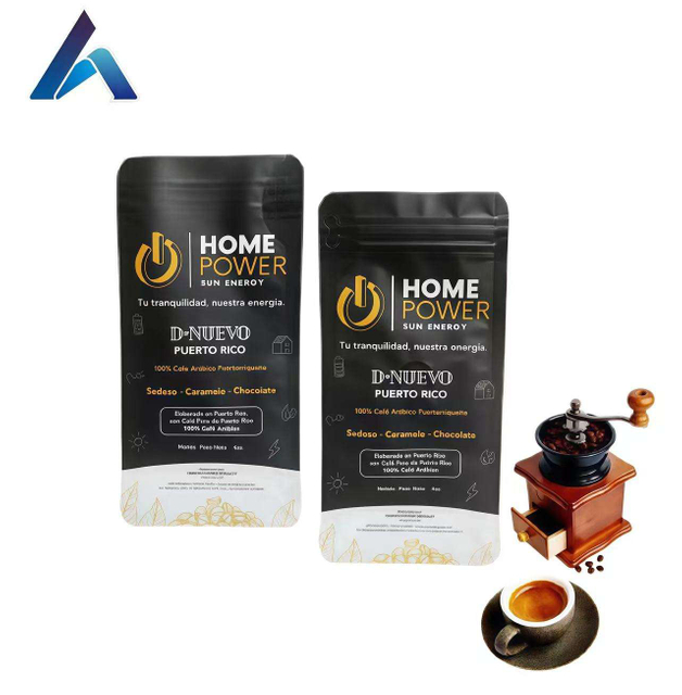 Papier d'aluminium r&eacute;utilisable de fond carr&eacute; plat flexible fait sur commande de poche de caf&eacute; de cat&eacute;gorie comestible 4 sacs de caf&eacute; de 10 onces