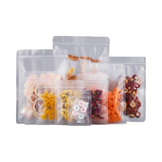 Bolsa autosellante transparente mate, nuez mate, frutas secas, productos secos, bolsa de envasado de alimentos cero, bolsillo sellado de pl&aacute;stico