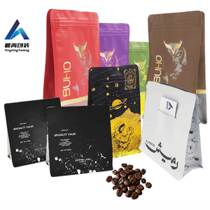 Bolsas de pl&aacute;stico de embalaje de caf&eacute; de fondo plano personalizadas de 12 oz 500 g 1 kg con dise&ntilde;o impreso de v&aacute;lvula